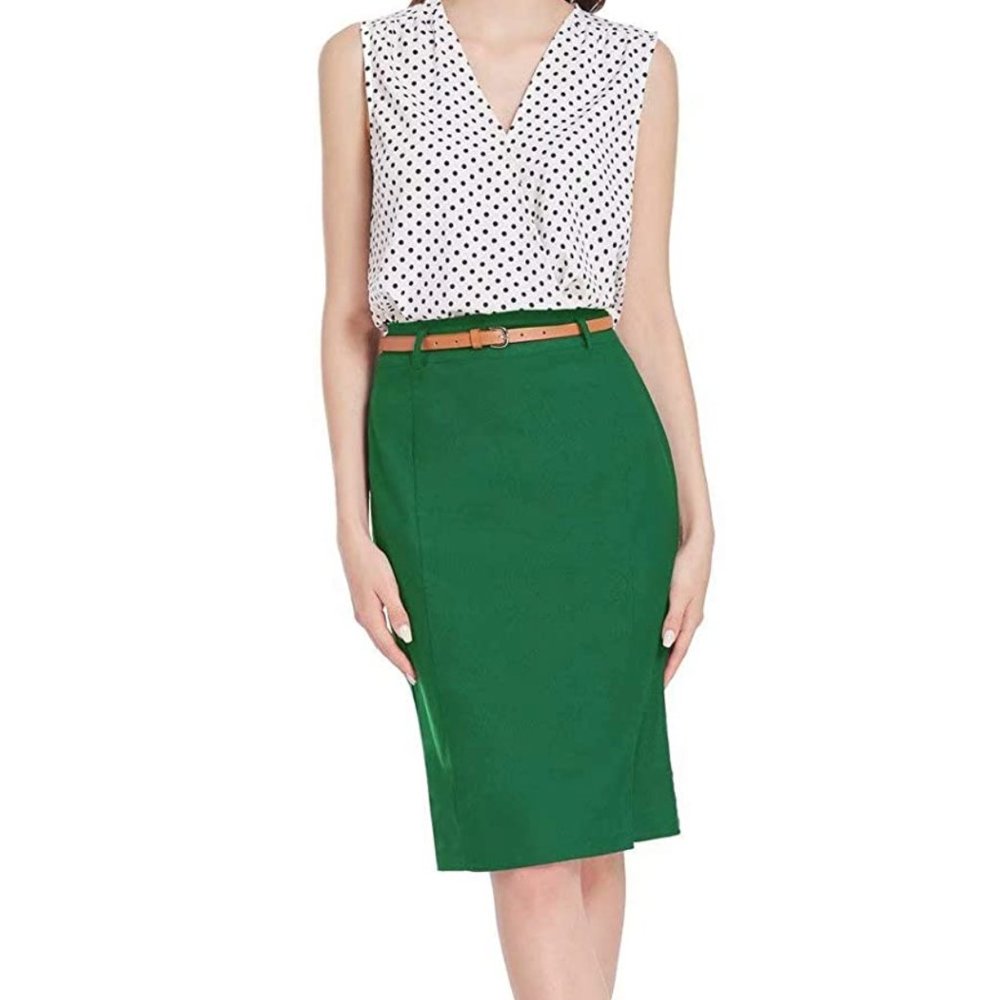Green Business Pencil Skirt
